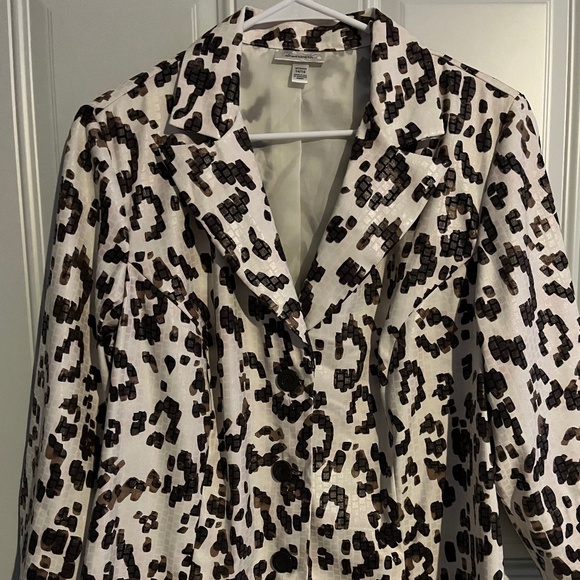 Dressbarn‎ Women's Fully Lined Leopard Print Cropped Blazer 14/16 Jacket - Picture 1 of 6